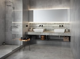 Szare płytki łazienkowe imitujące beton - gres na ścianę i podłogę - ...